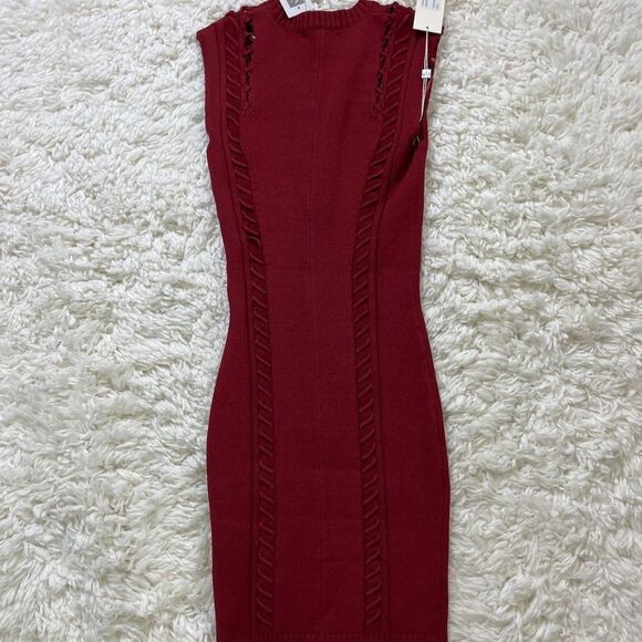 Ronny Kobo Zola Lacing Drop Needle Bodycon Dress Rust - Picture 6 of 7